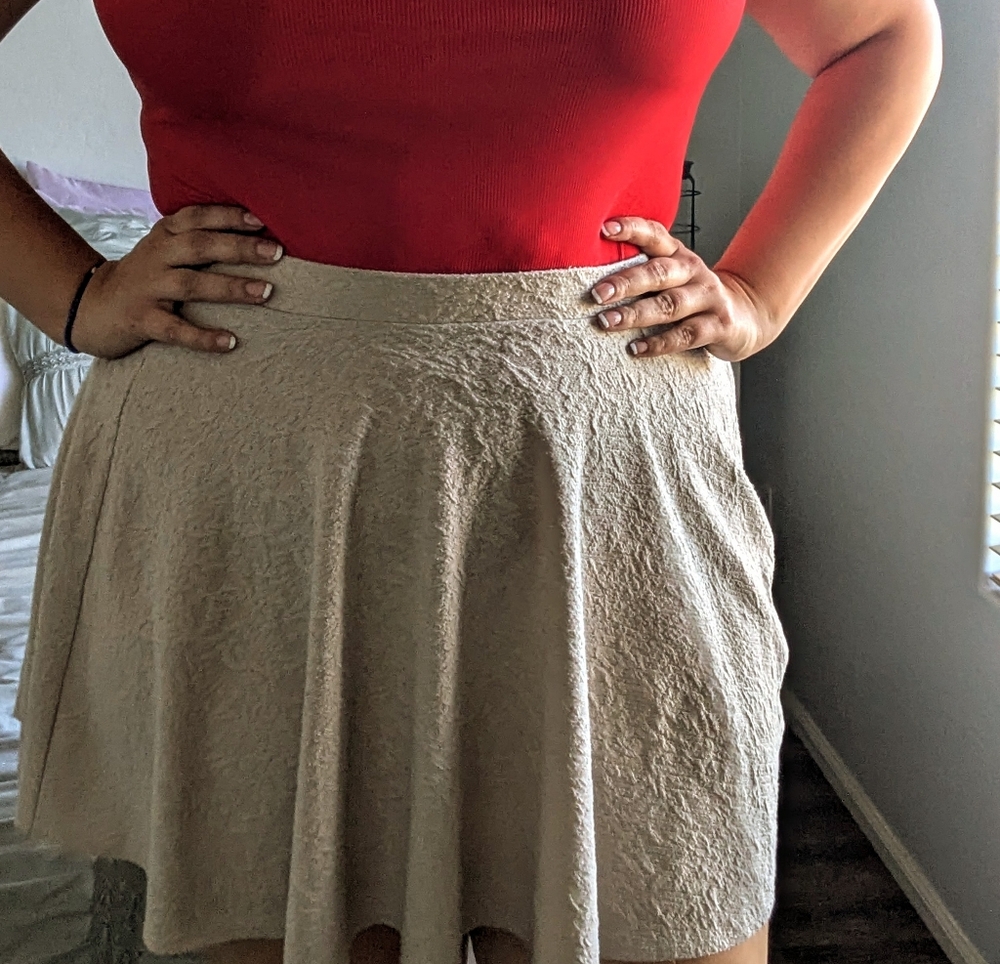 Lauren Conrad Beige Textured Skater Skirt